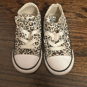 Converse all star low leopard print slip on with velcro size 9